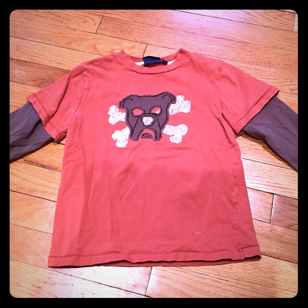 Mini Boden dog crossbone Appliqué tee 5-6y GUC